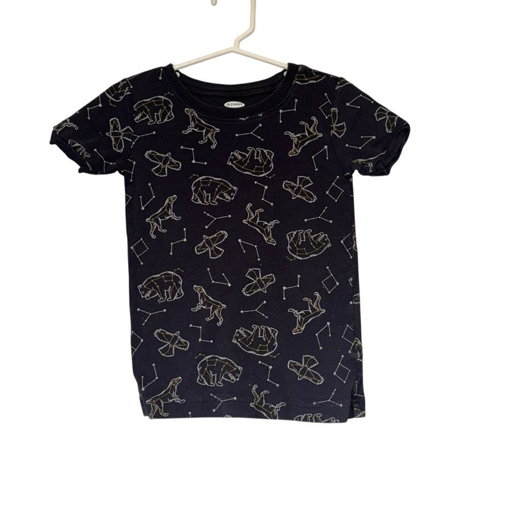 Black Constellation Space Print Short Sleeve T-Shirt